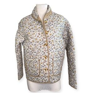 Spool No 72 Sun River Quilt Jacket in‎ Dusk Floral Print Tan Reversible Small